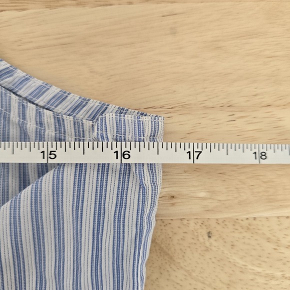 Maeve Button Down Shirt Womens 8 Blue White Striped Sleeveless Collared‎ Top - Picture 5 of 9